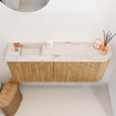 Mondiaz JOYA-DLUX 101.6cm toiletmeubel - ronding rechts kleur Oak - Wastafel FAYE positie Links 1 kraangat kleur Nata. SW1424078