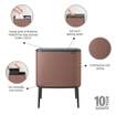 Brabantia Bo Touch Bin Poubelle - 11+23 litres - 2 seau intérieur en plastiques - satin taupe SW1117518