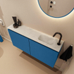 MONDIAZ TURE-DLUX Meuble de toilettes 100cm Jeans. EDEN lavabo Opalo position droite. Avec 1 trou de robinet. SW1104344
