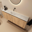 MONDIAZ TURE-DLUX meuble WC 120 cm Washed Oak. Lavabo EDEN Opalo position milieu. Sans trou de robinet. SW1104629