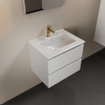 Mondiaz AIVY Ensemble de meuble - 60x45x50cm - 1 trou de robinet - 1 vasque Talc céramique - Centre - 2 tiroirs - avec miroir - MDF Talc SW892402
