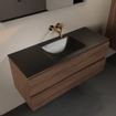Mondiaz AIVY Ensemble de meuble - 120x45x50cm - 0 trous de robinet - 1 vasque Urban Solid surface - Centre - 2 tiroirs - avec miroir - Melamine Mocha SW892104