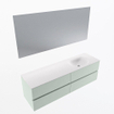 Mondiaz Vica ensemble de meuble de salle de bain - 160cm - meuble sous lavabo greey - 4 tiroirs - lavabo moon droite - 1 trou de robinet - couleur talc - miroir LED - version XL 60cm de haut SW1092117