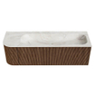 MONDIAZ KURVE-DLUX 145cm Meuble salle de bain avec module 25 G - couleur Walnut - 1 tiroir - 1 porte - vasque BIG LARGE droite - sans trou de robinet - couleur Ostra SW1137876