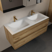 Mondiaz AIVY Ensemble de meuble - 120x45x50cm - 2 trous de robinet - 2 vasques Talc Solid surface - Gauche et droite - 2 tiroirs - avec armoire de toilette - Melamine Chai SW892263