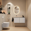 MONDIAZ TURE-DLUX Meuble toilette - 100cm - Linen - EDEN - vasque Opalo - position gauche - sans trou de robinet SW1104447