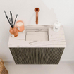 Mondiaz JOYA-DLUX Meuble de toilette 50cm - couleur Shadow - Vasque FAYE position Milieu Sans trou de robinet couleur Nata SW1424957