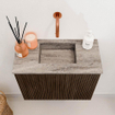 Mondiaz JOYA-DLUX Meuble de toilette 50cm - couleur Walnut - Vasque FAYE position Milieu Sans trou de robinet couleur Oza SW1424552