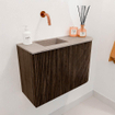 Mondiaz JOYA-DLUX 61.6cm meuble de salle de bains - arrondi droit couleur Walnut - Vasque FAYE position Gauche Sans trou de robinet couleur Saba. SW1424655
