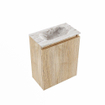 MONDIAZ TURE-DLUX Meuble toilette - 40cm - Washed Oak - EDEN - vasque Glace - position centrale - sans trou de robinet SW1103583