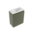 MONDIAZ TURE-DLUX Meuble de toilettes 40cm Army. Lavabo EDEN Opalo position droite. Sans trou de robinet. SW1104183