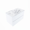 Mondiaz VICA-DLUX ensemble de meuble de salle de bain - 80cm - meuble sous lavabo talc - 2 tiroirs - lavabo encastré cloud milieu - 1 trou de robinet - version haute de 60cm - glace SW1089474