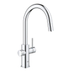 GROHE Blue Home Mitigeur de cuisine - bec en C extractible - 1 trou - fonction filtrante - eau plate légèrement pétillante et gazeuse - chrome SW236969