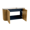 Mondiaz JOYA-DLUX 83.2cm toiletmeubel - ronding links en rechts kleur Oak - Wastafel FAYE positie Midden 1 kraangat kleur Nata. SW1424051