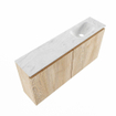 MONDIAZ TURE-DLUX Meuble de toilettes 100cm Washed Oak. EDEN lavabo Opalo position droite. Sans trou de robinet. SW1104642