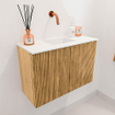 Mondiaz JOYA 60cm toiletmeubel - kleur Oak - Wastafel FAYE positie Midden Zonder kraangat kleur Talc. SW1421101