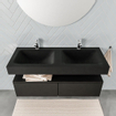 MONDIAZ ALAN 120cm - meuble sous-vasque - 2 tiroirs - lavabo suspendu - 2 vasques - 2 trous de robinet - urban SW408616