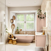 MONDIAZ VICA Ensemble meuble de salle de bains - 110cm - meuble bas rosee - 2 tiroirs - lavabo moon centré - 1 trou de robinet - version haute 60cm - talc SW1080384