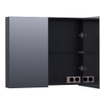 Saniclass Plain Spiegelkast - 80x70x15cm - 2 links/rechtsdraaiende spiegeldeuren - MFC - black wood SW393070
