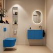 MONDIAZ TURE-DLUX Meuble toilette - 80cm - Jeans - EDEN - vasque Opalo - position droite - 1 trou de robinet SW1104358
