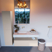 Mondiaz ALAN-DLUX Ensemble de meuble - 110cm - meuble Linen mat - 1 tiroir - Lavabo Cloud Opalo suspendu - vasque Gauche - 0 trous de robinet SW806501