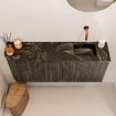 Mondiaz JOYA-DLUX 101.6cm meuble de toilette - arrondi gauche couleur Shadow - Vasque FAYE position Droite Sans trou de robinet couleur Lava. SW1422866