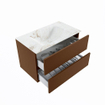 MONDIAZ VICA-DLUX Ensemble meuble de salle de bains - 80cm - meuble bas Rust- 2 tiroirs - vasque encastrée Cloud au centre - sans perçage de robinet - version haute 60cm - Frappe SW1089064
