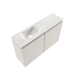 MONDIAZ TURE-DLUX Meuble toilette - 80cm - Linen - EDEN - vasque Ostra - position gauche - 1 trou de robinet SW1104944