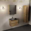 Mondiaz AIVY Ensemble de meuble - 60x45x50cm - 1 trou de robinet - 1 vasque Urban Solid surface - Centre - 2 tiroirs - avec armoire de toilette - Melamine Chai SW892134