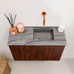 Mondiaz JOYA-DLUX 60cm toiletmeubel - kleur Ruby - Wastafel FAYE positie Rechts Zonder kraangat kleur Sombra. SW1425656