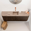 Mondiaz JOYA-DLUX 113.2cm toiletmeubel - ronding links en rechts kleur Walnut - Wastafel FAYE positie Midden Zonder kraangat kleur Arena. SW1424389