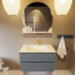 Mondiaz VICA-DLUX ensemble de meuble de salle de bain - 80cm - meuble sous lavabo plata - 2 tiroirs - lavabo encastré cloud milieu - 1 trou de robinet - miroir modèle spot - version XL 60cm haut - ostra SW1098409