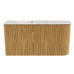Mondiaz JOYA-DLUX Meuble de toilette 81,6 cm - arrondi droit couleur Chêne - Vasque FAYE position Gauche Sans trou de robinet couleur Frappe SW1421923