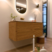 Mondiaz CIRO-DLUX Ensemble de meubles de salle de bains - 120x45x50cm - plan vasque Solid surface Oza - 1 lavabo à gauche - sans trous de robinet - 2 tiroirs - Chêne SW1533786