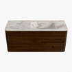 Mondiaz CIRO-DLUX Badkamermeubelset - 120x45x50cm - Solid surface wastafel Frappe - 1 wasbak Rechts - zonder kraangaten - 2 lades - Walnut SW1530288