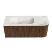 MONDIAZ KURVE-DLUX 115cm Meuble salle de bain avec module 25 D - couleur Walnut - 1 tiroir - 1 porte - vasque BIG SMALL gauche - 1 trou de robinet - couleur Frappe SW1137431