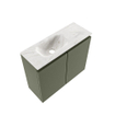 MONDIAZ TURE-DLUX Meuble toilette - 60cm - Army - EDEN - vasque Ostra - position gauche - sans trou de robinet SW1104703
