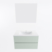 Mondiaz VICA ensemble de meuble de salle de bain - 80cm - meuble sous-vasque greey - 2 tiroirs - lavabo denia milieu - 1 trou de robinet - couleur Blanc Brillant - miroir LED - version XL 60cm haut SW1091979