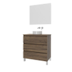 Saniclass Chaci PLUS Ensemble meuble de salle de bains - 80x86x46cm - vasque à poser - plan de toilette - 3 tiroirs - miroir rectangulaire - noyer (bois) SW1027199