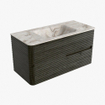 Mondiaz CIRO-DLUX Badkamermeubelset - 100x45x50cm - Solid surface wastafel Frappe - 1 wasbak Midden - zonder kraangaten - 2 lades - Shadow SW1532003