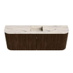 Mondiaz JOYA-DLUX 113.2cm toiletmeubel - ronding links en rechts kleur Walnut - Wastafel FAYE positie Midden Zonder kraangat kleur Nata. SW1424541