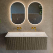 Mondiaz KURVE-DLUX Ensemble de meubles de salle de bains - 120x46x40cm - 1 tiroir - lavabo solid surface - central - sans trou de robinet - Shadow SW1414361