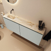 MONDIAZ TURE-DLUX Meuble toilette - 120cm - Greey - EDEN - vasque Frappe - position gauche - sans trou de robinet SW1102836