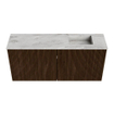 Mondiaz JOYA-DLUX 90cm meuble de salle de bains - couleur Walnut - Vasque FAYE position Droite 1 trou de robinet couleur Glace. SW1422395