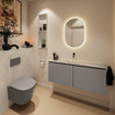 MONDIAZ TURE-DLUX Meuble toilette - 120cm - Smoke - EDEN - vasque Opalo - position centrale - sans trou de robinet SW1126219