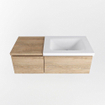 MONDIAZ BUKLA meuble de salle de bain 100cm avec module 40 couleur Chêne blanchi avec 2 tiroirs. Lavabo CLOUD à droite 0 trous de robinet couleur Talc. SW1382063