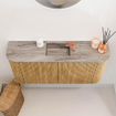 Mondiaz JOYA-DLUX 93.2cm toiletmeubel - ronding links en rechts kleur Oak - Wastafel FAYE positie Midden 1 kraangat kleur Oza. SW1424148