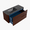 Mondiaz CIRO-DLUX Meuble de salle de bains - 110x45x50cm - lavabo solid surface Lava - 1 vasque à gauche - sans trous de robinet - 2 tiroirs - Ruby SW1531582