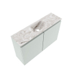MONDIAZ TURE-DLUX meuble WC 80 cm Greey. EDEN vasque Glace position centrale. Avec 1 trou de robinet. SW1103287