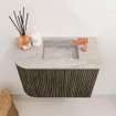 Mondiaz JOYA-DLUX 51.6cm toiletmeubel - ronding links kleur Shadow - Wastafel FAYE positie Rechts 1 kraangat kleur Glace. SW1422769